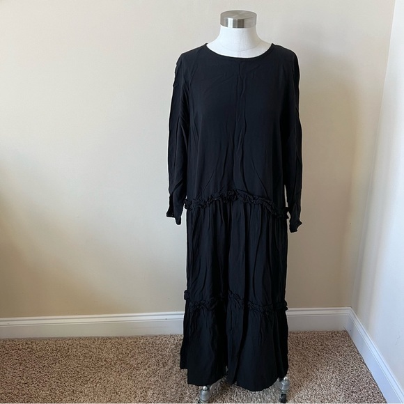 Alpha60 rayon oversized long sleeve black dress 26248 - Picture 2 of 8